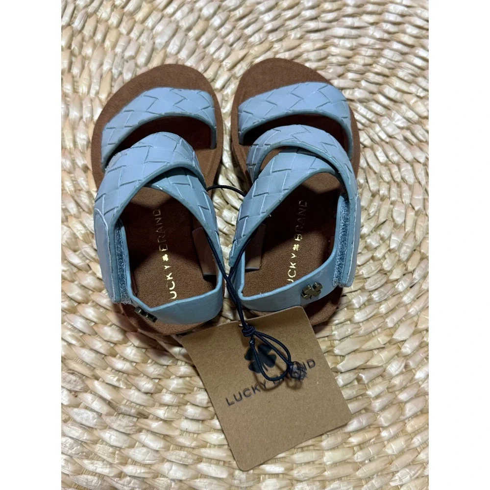 Lucky Brand Toddler Girl Woven Sandals Soft Blue Summer Shoes Cute & Comfy